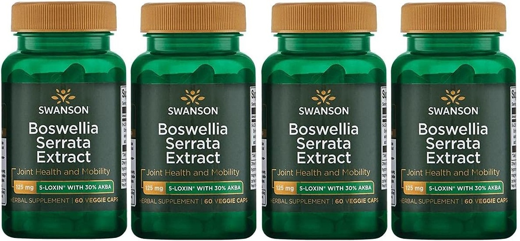 Swanson Boswelliaのセラタのエキス125のmg 60のベジーの帽子4のパック