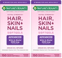 Nature's Bounty Advanced Hair, Skin & Nails, Argan-Infused Vitamin Supplement with Biotin and Hyaluronic acid, 150 Rapid Release Softgels (パッケージ 2)