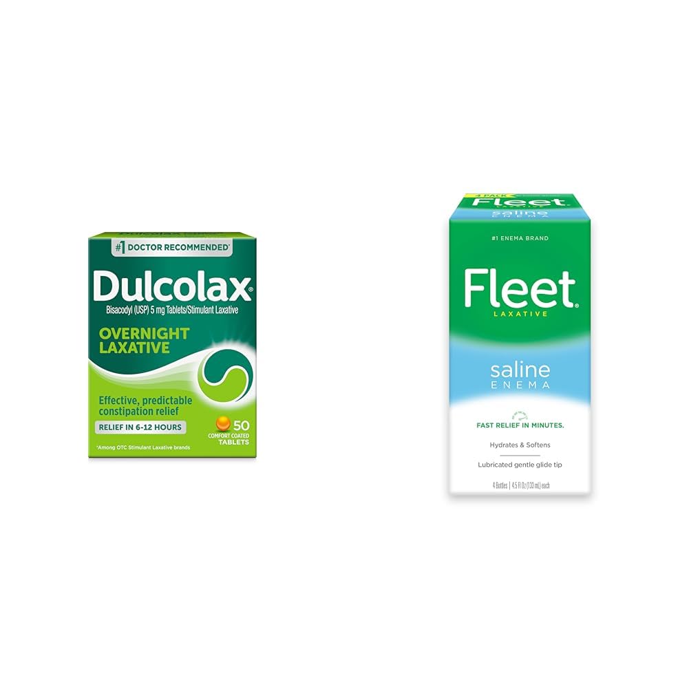 Dulcolax一晩の救助のLaxative 50の計算及び艦隊のSalineの浣腸の大人の便秘の救助4のびん