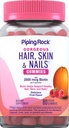 パイピングロックヘアスキン&ネイルビタミン | 80グミ | 2500mcg of Biotin | 女性マルチビタミン | ビタミンC・E付 | フルーツ味 | ノンGMO・グルテンフリーサプリメント