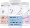 Vitruvinのスポーツの回復(Apigenin 2 x 50mg、COQ10 200mg、Resveratrol 500mg)ビーガン、非GMO、グルテンフリー、ゼラチンフリー。