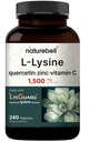 NatureBell L-Lysine 1,000mgカプセル+ビタミンCと亜鉛、240カウントのケルセチン250mg | 無料のフォームアミノ酸、Lリジンコンプレックス | 免疫サポート、リップ&スキン健康サプリメント