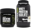 NutraBioクレアチンモノハイドレート、アンフレーバー、150gとウィープロテインアイソレート、アンフレーバー、サプリメントバンドル - 筋肉エネルギー、リーンマッスル成長、回復、強度