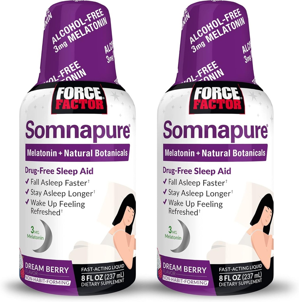 FORCE FACTOR Somnapure、2-Pack、Melatonin、Valerian Root、&Lemon Balm、Fight Asleep Faster、Stay Asleep Longer、Wake Up、16oz、48サービングと大人のための睡眠補助金