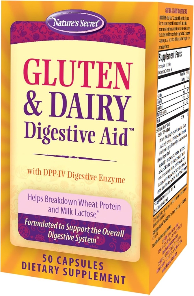Nature's Secret Gluten & Dairy Digestive Aid - 50カプセル - ウィートプロテインとミルクラコースを破壊するのに役立ちます - 25サービング