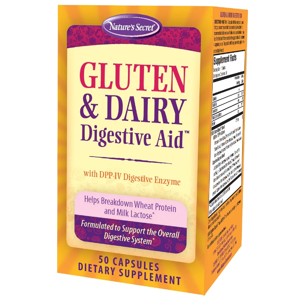 Nature's Secret Gluten & Dairy Digestive Aid - 50カプセル - ウィートプロテインとミルクラコースを破壊するのに役立ちます - 25サービング