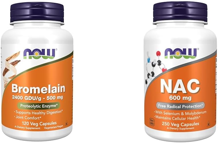 NOWの補足、Bromelain 2,400 GDU/g - 500のmg、自然なProteolytic酵素*、120の野菜のカプセル及び補足、Selenium及びモリブデン、250のベジのカプセルとのNAC 600のmg