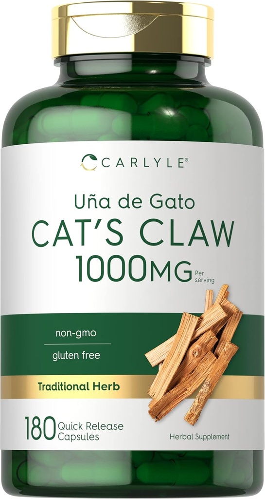 Carlyle Catの爪ハーブカプセル1000mg | 180カウント | Uncaria Tomentosa | Non-GMO、グルテンフリーサプリメント