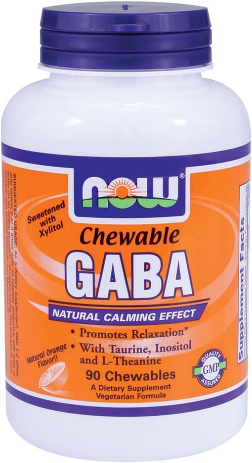 NOWの食糧GABAのオレンジ味のChewable - 90のChewables