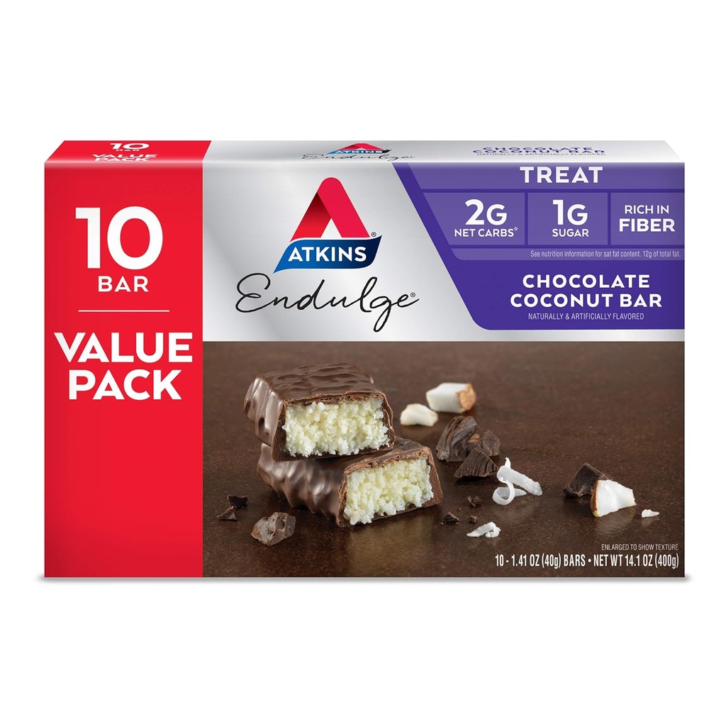 AtkinsのEndulgeのチョコレート ココナッツ棒、デザートのお気に入り、繊維、1gの砂糖、10の計算の高い