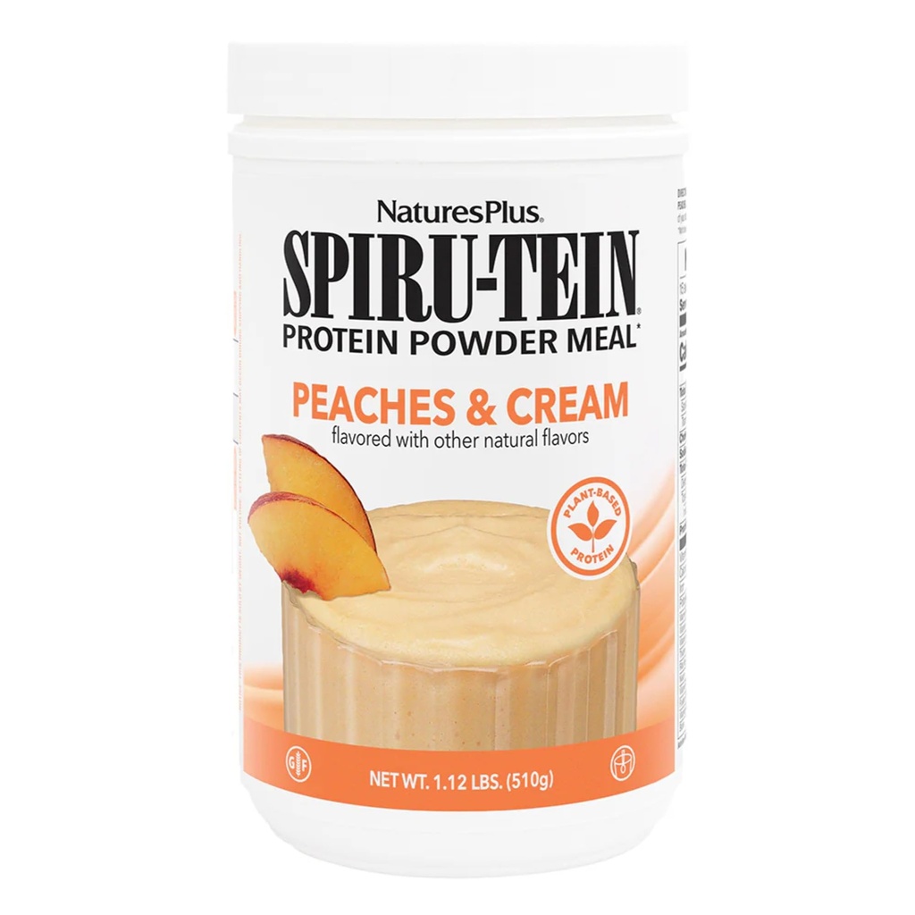 ネイチャーズプラス SPIRU-TEIN シェイク - ピーチ&クリームフレーバー - 1.1ポンド、スピルリナプロテインパウダー - 植物ベースの食事の交換、ビタミン&ミネラルエネルギー - ベジタリアン、グルテンフリー - 15のサービング