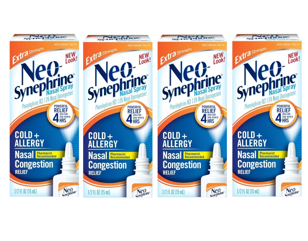 Neo-Synephrineの鼻のスプレー、余分強さの方式、それぞれ0.50は(4の弁のパック)を現れます