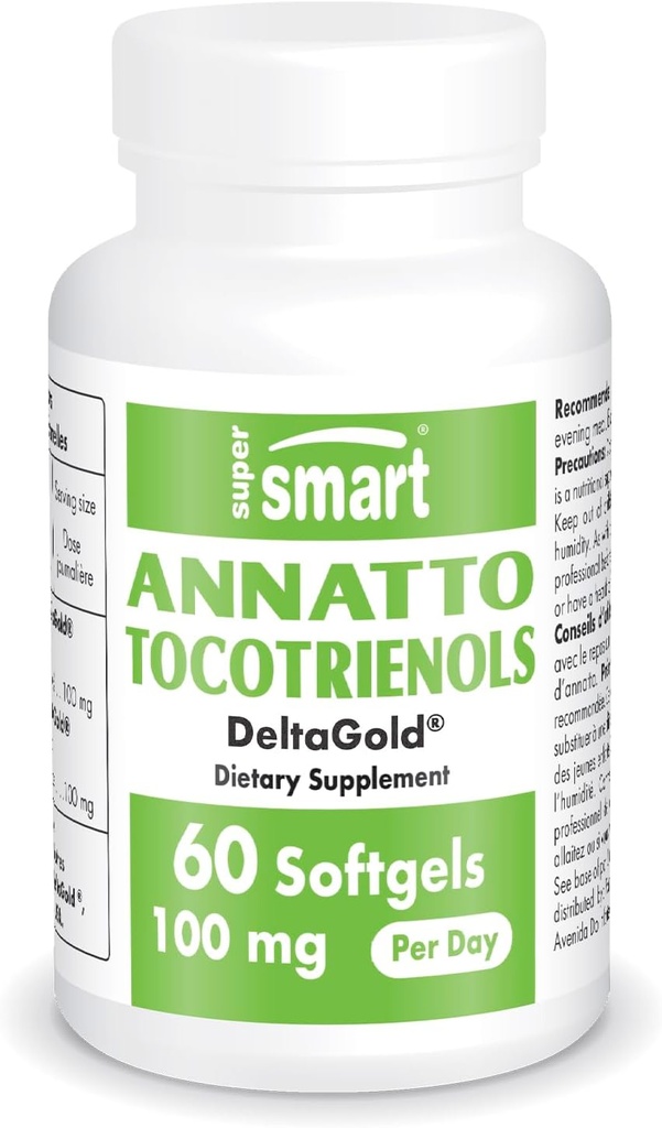 Supersmart Annatto Tocotrienols 100mg/日(DeltaGold Vitamin E) - Tocotrienols Supplement | 非GMO&グルテンフリー - 60Softgels