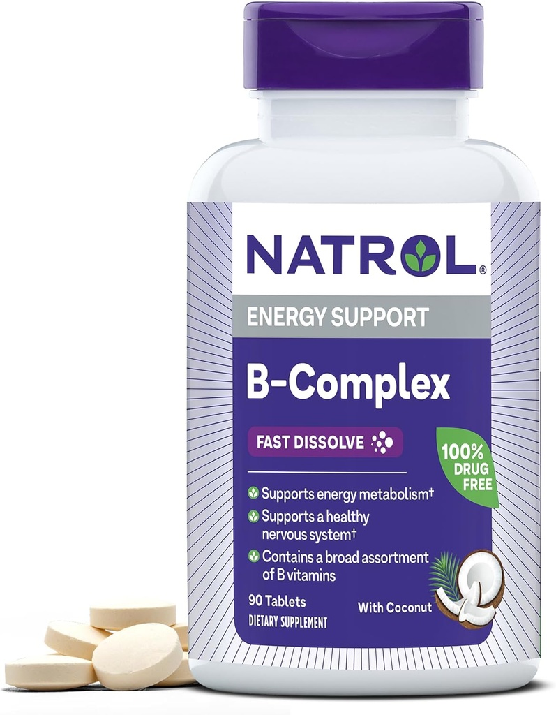 Natrol、Bコンプレックスの速い分解のタブレット、補足はエネルギーを促進し、健康な神経系、90の計算を支えます