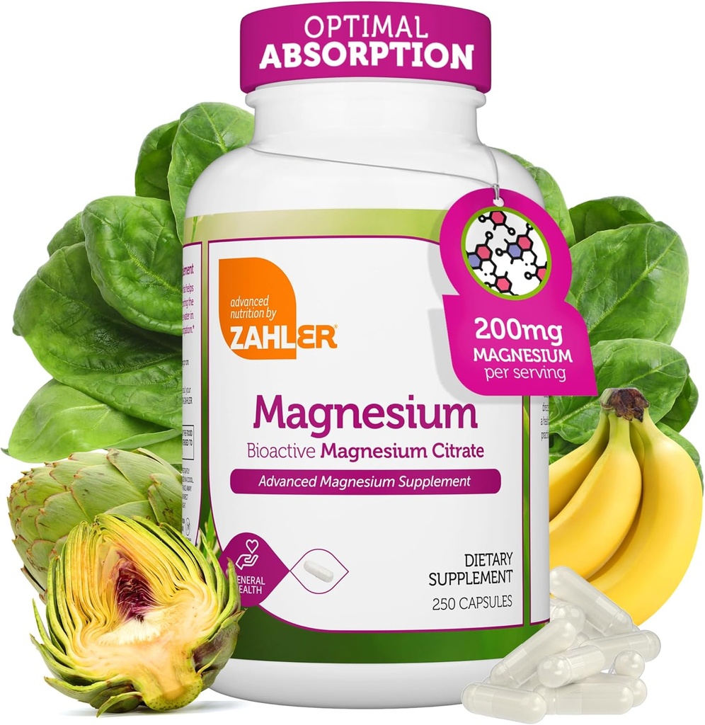 Zahler - マグネシウムの補足は200のmg (250の計算)最高の吸収のためのコザーの生物活動的なマグネシウムのクエン酸塩-人及び女性のための自然なマグネシウムの鉱物-最もよいマグネシウムの補足を証明しました