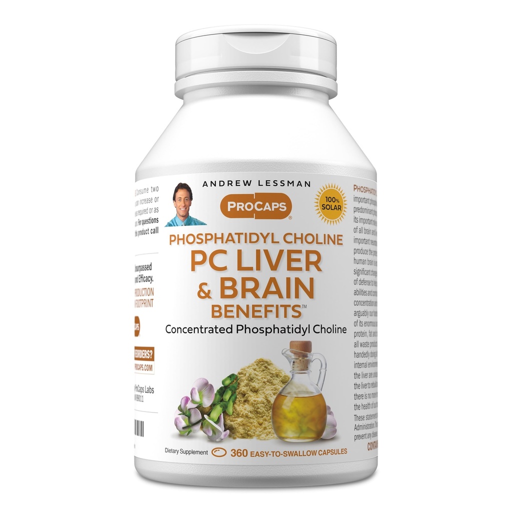 ANDREW LESSMAN PC の肝臓と脳のメリット 360 Softgels - Phosphatidyl コリン、健康な肝臓と脳構造のための最も重要なビルディング ブロック、機能。 添加物無し。 飲みやすいソフトジェル