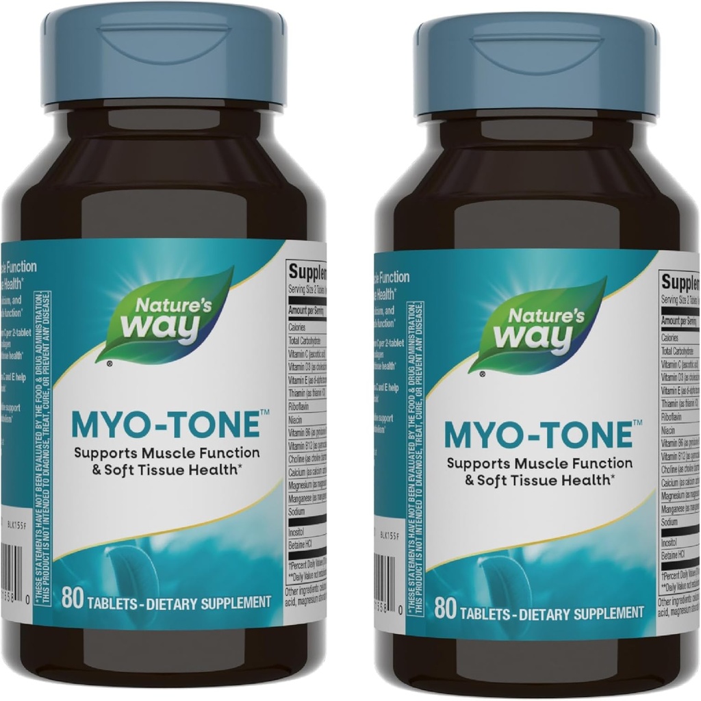 Nature's Way Myo-Tone - 筋肉機能&ソフトティッシュヘルス* - マグネシウム、ビタミン&Bビタミン - グルテンフリー&ベジタリアン - 80錠(2パック)