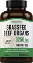 Piping Rock Grass Fed Beef Organs | 3250 mg | 200 Capsules | Liver, Kidney, Pancreas, Heart, Spleen Supplement | Non-GMO, Gluten Free
