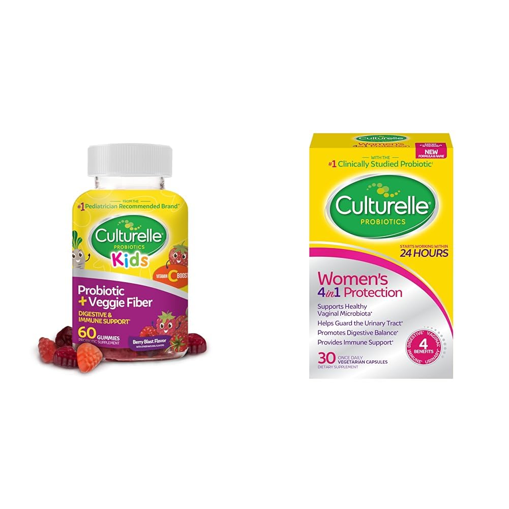 子供のためのCulturelleデイリープロバイオティック + Veggie Fiber Gummies(年齢3 +) - 60カウント - 消化の健康と女性のための4イン-1毎日のプロバイオティックサプリメント - 腟の健康をサポート