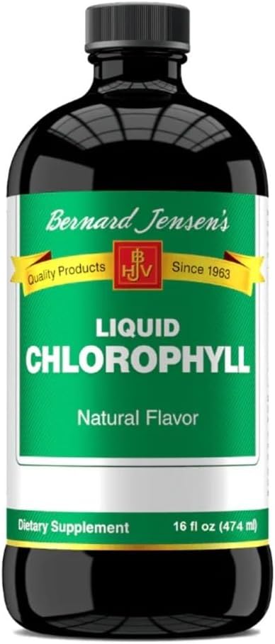 Bernard Jensen's 100% Pure Natural Chlorophyll Flavor Liquid Supplement | Promotes Alkaline Ph | Helps to Cleanse Blood | 16 Fluid Ounce (474 ml)