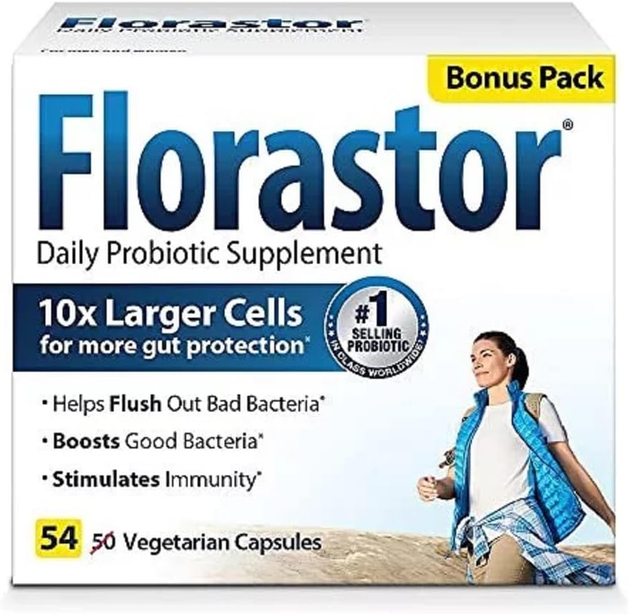 女性と男性のためのFlorastor毎日のプロバイオティックサプリメント、消化器の健康、Saccharomyces Boulardii CNCM I-745(54カプセル)をサポート