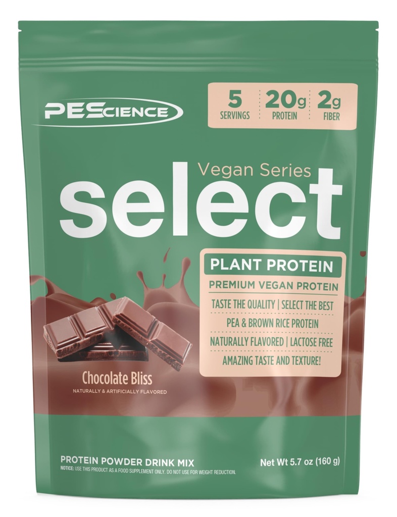 PEScienceはビーガンプロテインパウダーを選択, 植物ベースのプロテインパウダー, 驚くべき味, 滑らかなテクスチャ, エンドウ豆と玄米ブレンド, 乳フリー, グルテンフリー, グルテンフリー - チョコレートブリス, 5 サービング