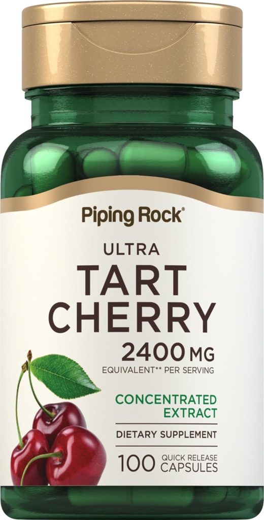 パイピングロックタルトチェリーエキスカプセル2400mg | 100丸薬 | 濃縮果汁エキス | ノンGMO、グルテンフリーサプリメント