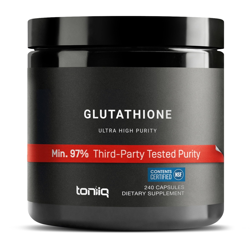 Toniiq超高強度グルタチオンカプセル - 1000mg集中式 - 98% + 高度に浄化され、Bioavailable - 非GMO発酵 - 240カプセルはグルタチオンの補足を減らしました
