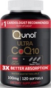 Qunol Ultra CoQ10 100mg、3xのよりよい吸収、特許を取られた水および脂肪溶性の自然な補足の形態のCoenzyme Q10、中心の健康、120の計算Softgelsのための酸化防止