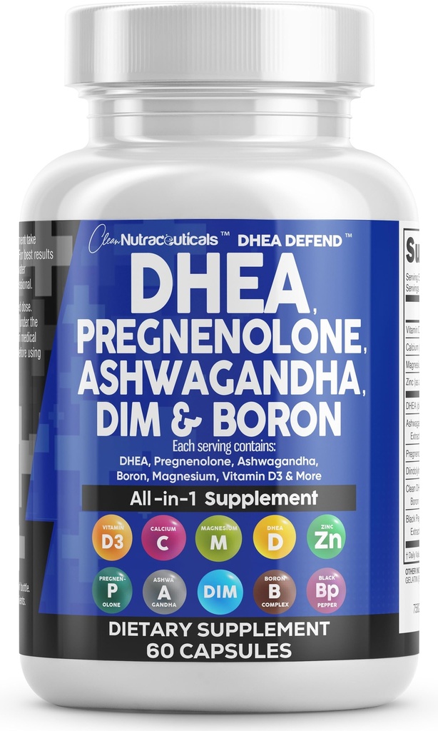 DHEA 200mgの補足DIM AshwagandhaのBoron 6mgの複雑なカルシウム マグネシウム亜鉛50mgのビタミンD3 5000のIUのホルモン サポート カプセルの丸薬は米国60の計算で作りました