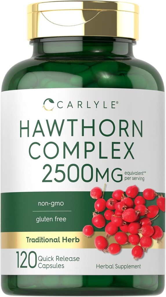 カルライル・ホーソーン・ベリーコンプレックス 2500mg カプセル | 120 カウント | エキス末 | 男性・女性向け | 非GMO&グルテンフリーサプリメント