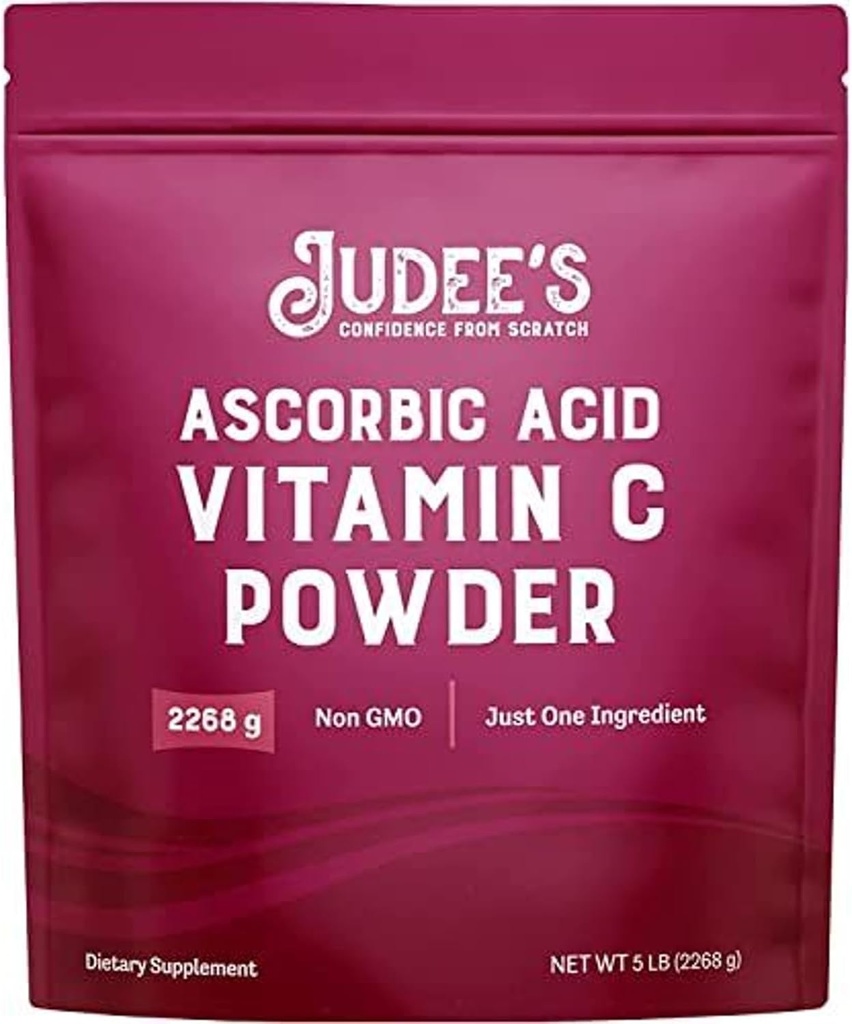 Judeeの純粋なビタミンCの粉5 lb - 100%の非GMO、グルテンフリーおよびナットなし - (L -アスコルビン酸) - 免疫サポート&抗酸化サプリメント - 充填剤なし - 化粧品と食品の保存