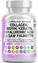 きれいなNutraceuticalsのコラーゲンの丸薬1000mgのBiotin 10000mcgのケラチンはPalettoのHyaluronicの酸-ビタミン及びビタミンEの葉酸のカボチャの種MSM - 90の計算とビタミン及びDHTのブロッカーを見ました
