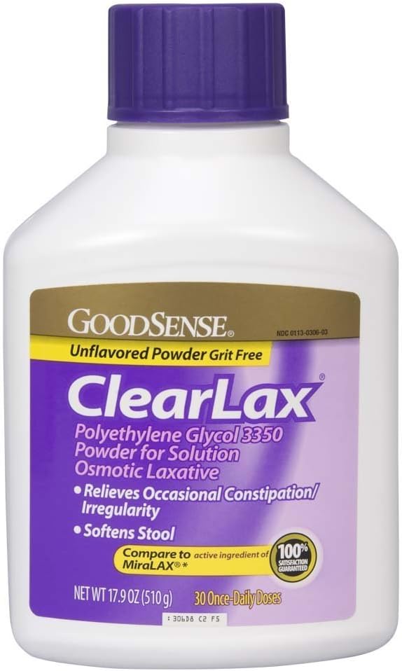 GoodSenseのClearLaxの解決のためのポリエチレンのグリコール3350の粉、Osmotic Laxative、17.9 Ounce