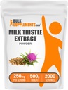 BulkSupplements.comミルクアザミエキスパウダー - ハーブサプリメント、ミルクアザミサプリメント - グルテンフリー、250mg/サービング、500g(1.1ポンド)(パッケージ1)