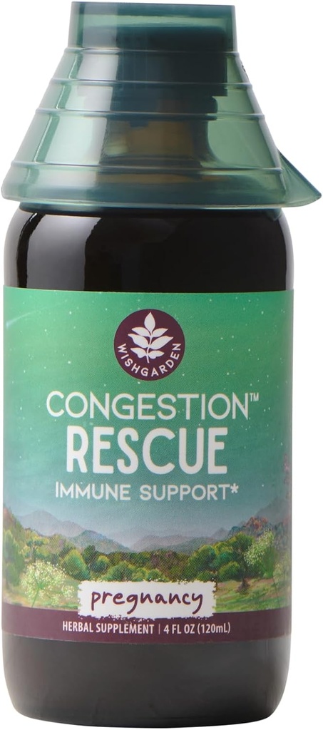WishGarden Herbs Congestion Rescue Immune Support for Pregnancy - Soothes Sore Throats, Upper Respiratory Tract and Sinuses, Supports a Healthy Fever Response, Safe for Pregnancy & Postpartum, 4oz