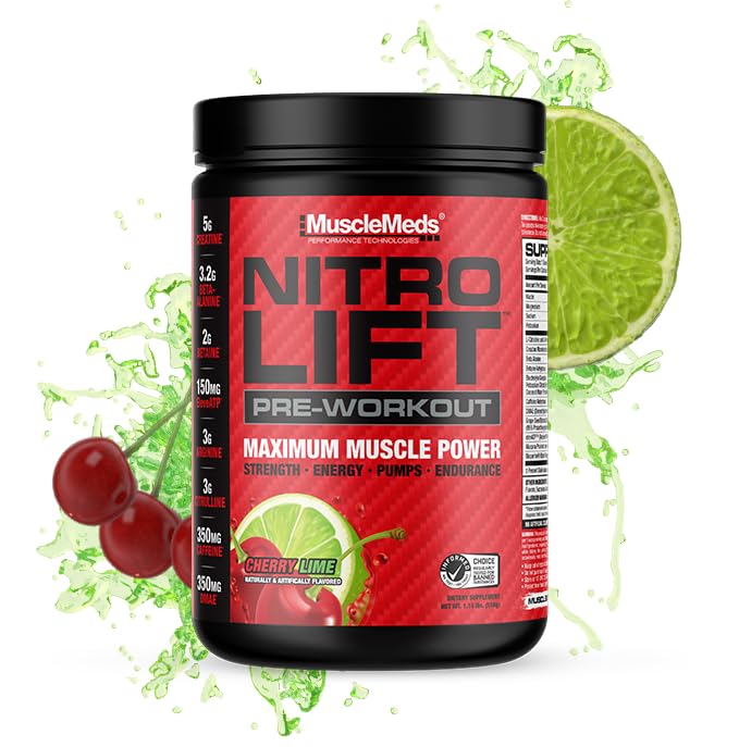 MuscleMeds Nitroの上昇のプレワークアウトは持久力および筋肉性能、チェリーのライム、40のサービングを高めます