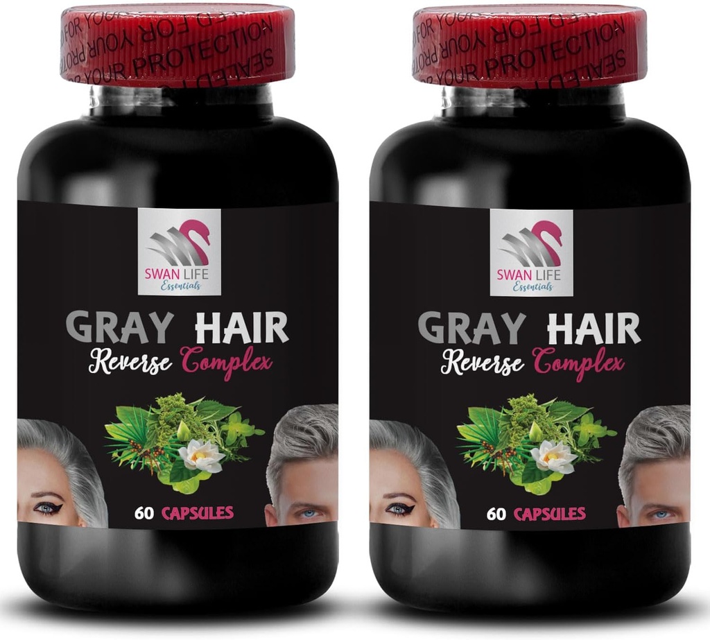 Hair Rejuvenation - Gray Hair Reverse - Youthful Hair, Hair Pigmentation, Color Enhancing, Revive Natural Color, Hair Restoration, Restore Vibrancy, Hair Care Solution 2 Bottles 120 Capsules