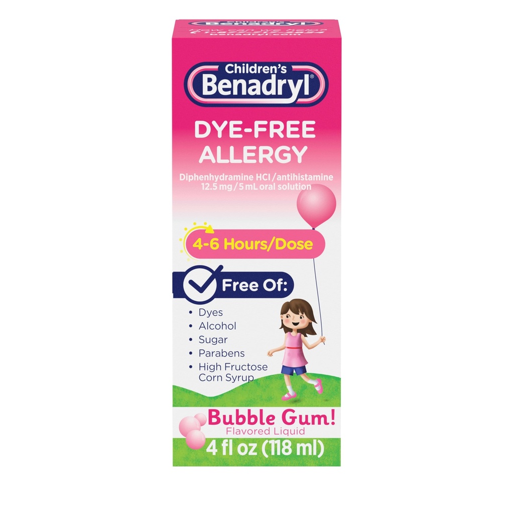 子供のBenadrylの染料なしのアレルギーの救助の液体+ 12.5 mgのDiphenhydramine HClの子供のためのAntihistamineのアレルギーの薬はRannyの鼻及びスネージ、泡のガムの味、4つのflを取り除きます。 oz
