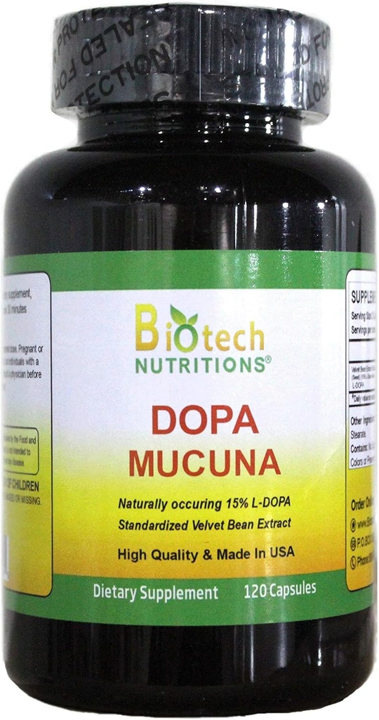Dopa Mucuna 15% L-Dopa (Mucuna pruriens) 120 米国製ベジーカプセル