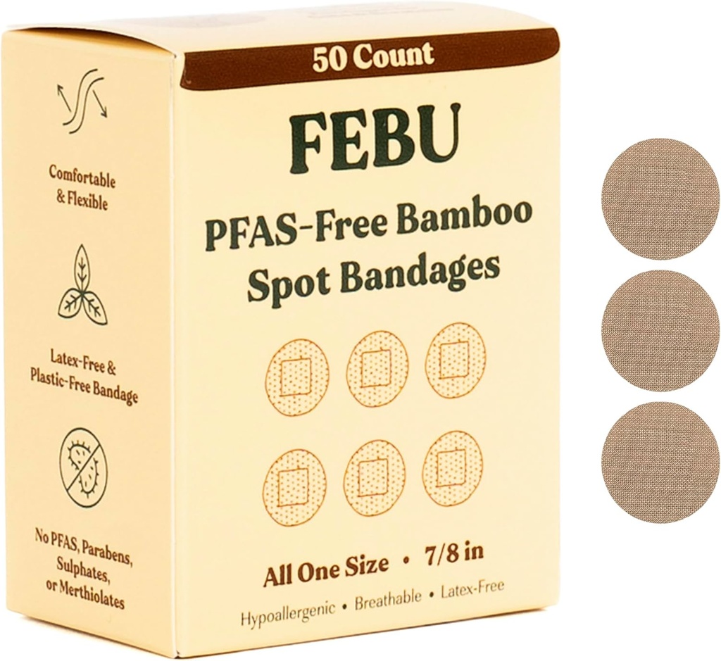 FEBU エコフレンドリー 竹織物包帯 | PFAS 自由包帯・カット | フレキシブルファブリック包帯 | 完全堆肥化・乳液フリー包帯 | 50 カウントスポット