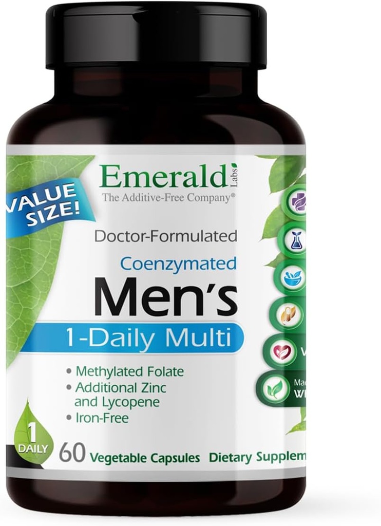 EMERALD LABSの人の1の毎日の多付加的な自由な人のMultivitamin - Lycopene、亜鉛、ビタミンD3を含み、及び多く-サポート 骨、前立腺及び視野* - 60の野菜カプセル