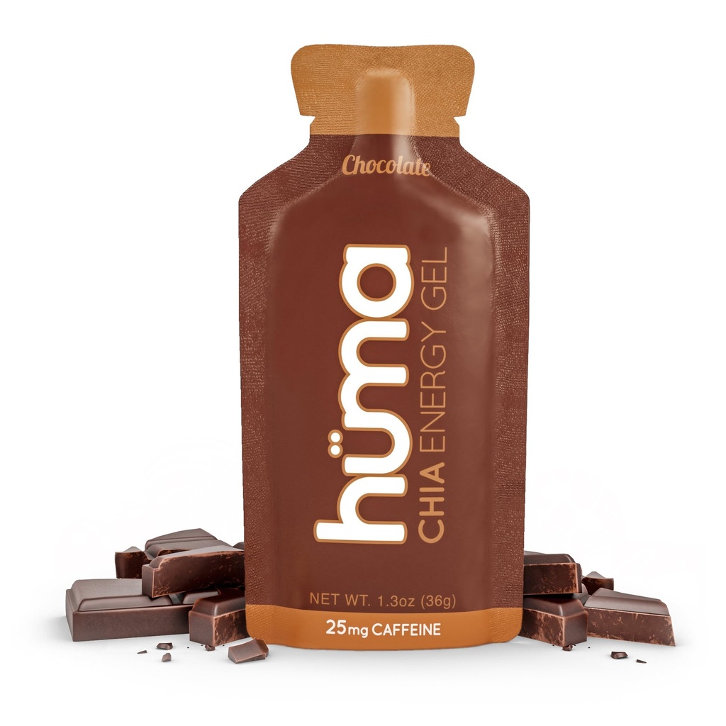 Huma Chiaのエネルギー ゲル、チョコレート、12のゲル、25mgカフェイン-持久力の練習のためのプレミア スポーツの栄養物