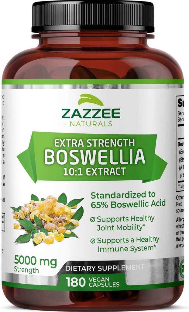 Zazzeeの余分強さのBoswelliaのSerrata 10:1のエキス、5000のmg強さ、65%のBoswellicの酸、180のビーガン カプセル、6か月の供給、標準化された10X高い効力、100%の菜食主義者、非GMO