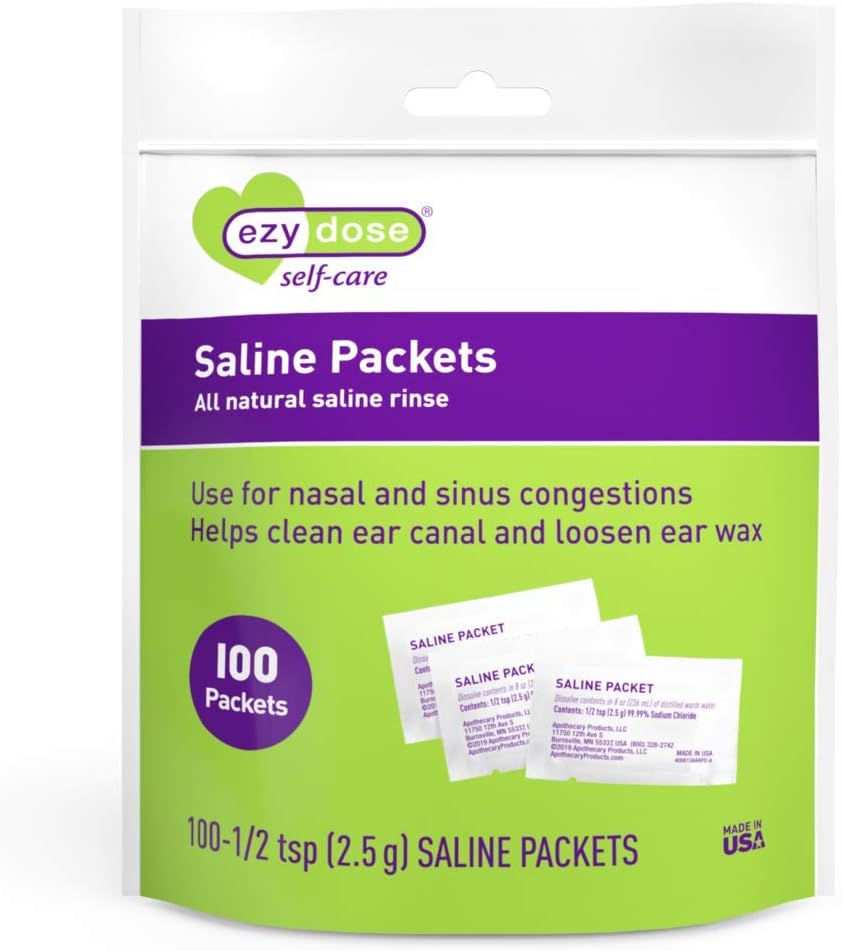 EZY DOSE Saline Nasal Rinse Packets, 個人的にラップされたSinus Refill Packets, Nasal Edward, 100 Count, アメリカ製
