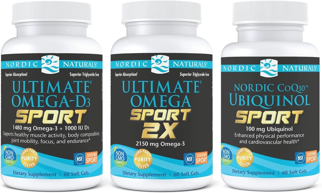 ノルディックナチュラルスポーツスターターパック - CoQ10 Ubiquinol、究極のオメガ2X、究極のオメガD3