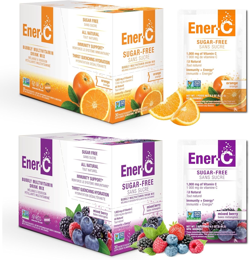 Ener-Cの砂糖の自由なMultivitaminの飲み物の組合せ-水、Electrolytesの粉のためのビタミンの粉砂糖、水和のブーストのパケット、ゼロ砂糖、ビタミンC及びB12の補足の液体の組合せ-オレンジ及びベリー、60の計算