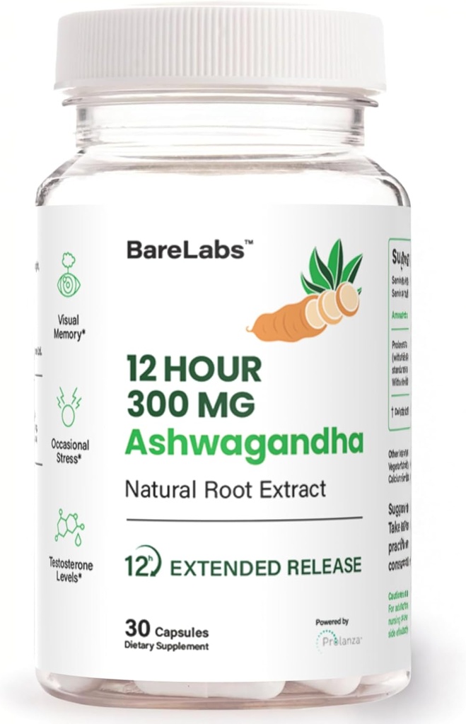 Ashwagandha 300mg + 12時間リリースルート抽出物(Prolanza®) + ストレス, 睡眠 & 男性と女性のためのエネルギーサポートサプリメント - 30日の供給