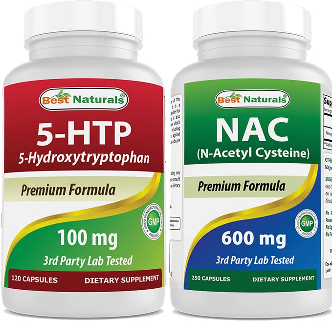 ベストナチュラル 5-HTP (5-ヒドロキシトリプトファン) 100 mg & NAC - N アセチル Cysteine 600 mg