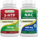 ベストナチュラル 5-HTP (5-ヒドロキシトリプトファン) 100 mg & NAC - N アセチル Cysteine 600 mg